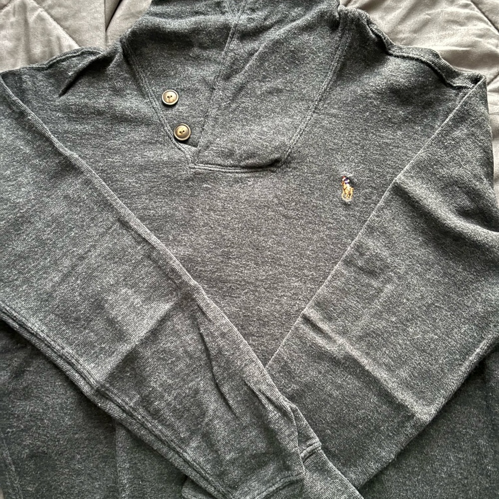 Ralph Lauren Gray Button-Up Sweater